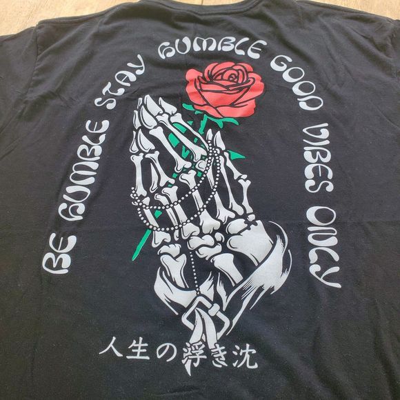 2 Monkeys Graphic T Shirt Size 2XL XXL Black Red White Be Humble Good Vibes Only - Picture 6 of 7